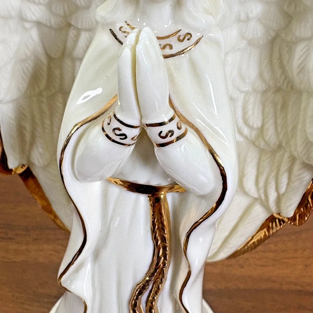 Lefton Christianity Porcelain Shamrock Angel Music Box Amazing Grace 1997‎